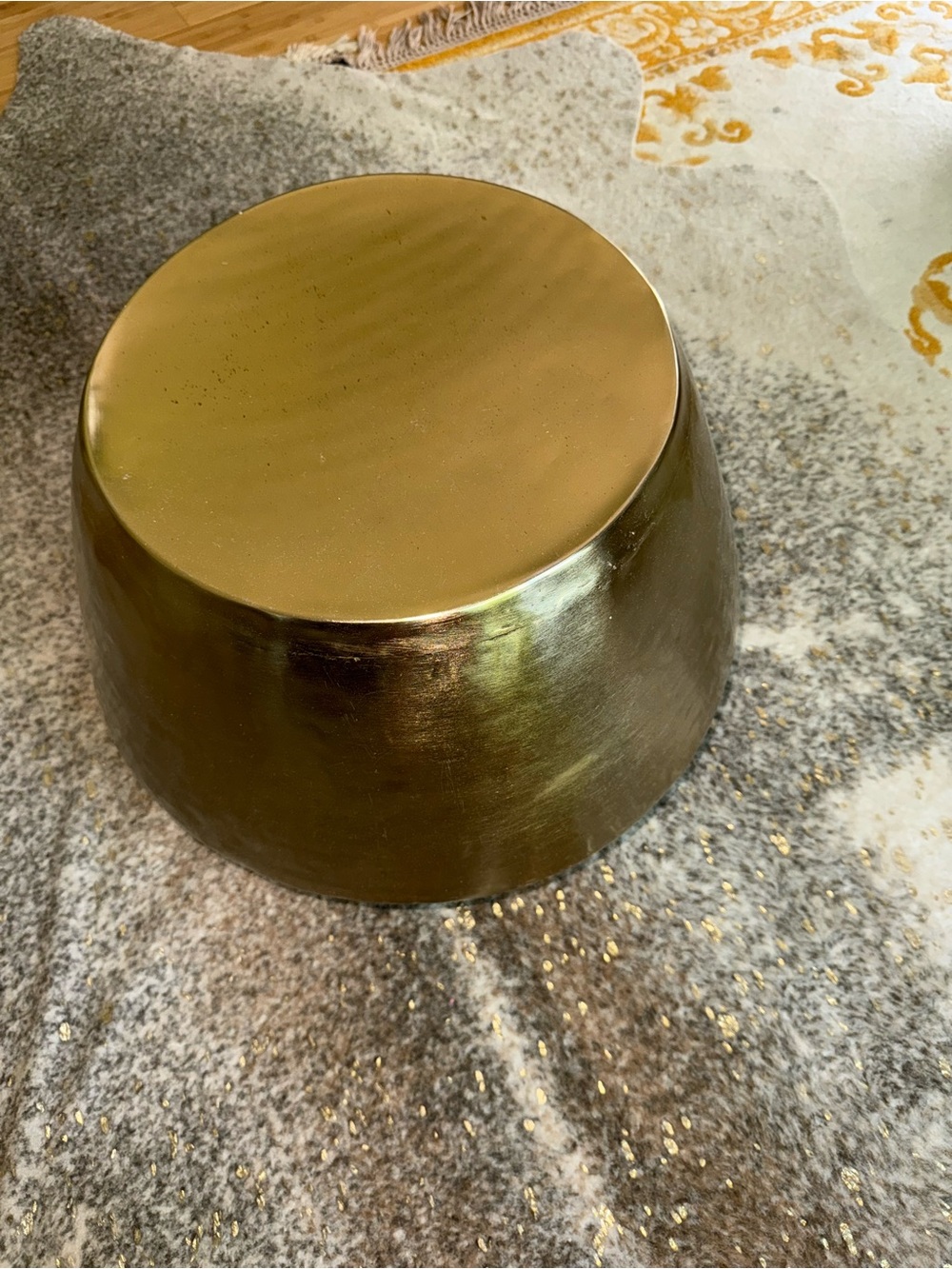 Metallic Round Accent Stool / Table - Gold Tone 14 ‘W from top x18 Tall - Picture 3 of 16